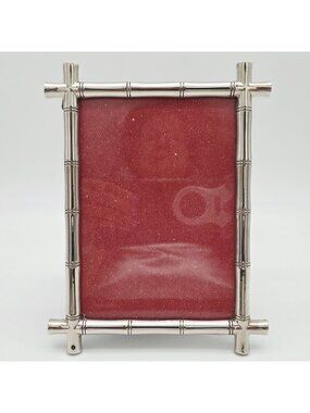 Pottery Barn Bamboo-Style Silver Metal Picture Frame Tabletop Display 5x6